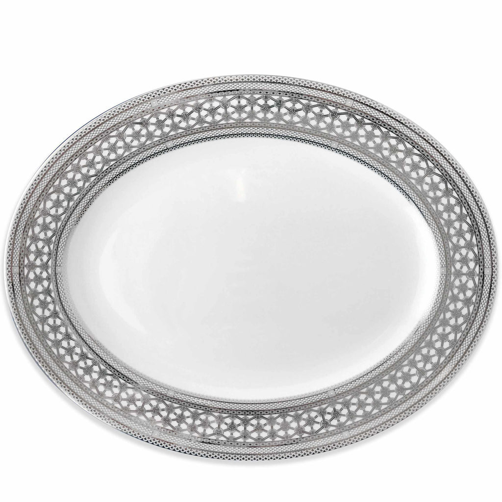 Hawthorne Ice - Platinum Large Oval Platter by Caskata