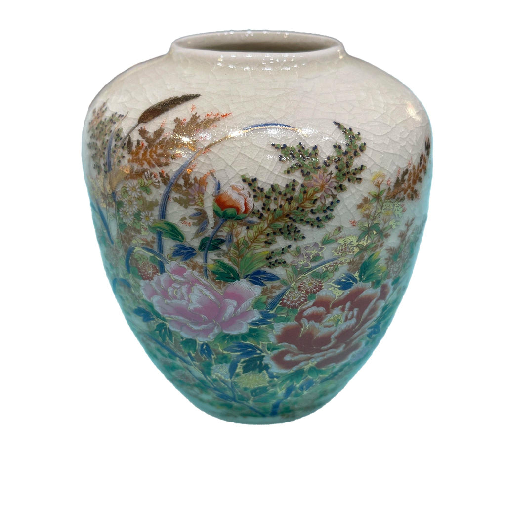Japanese Satsuma Jar / Vase with Chrysanthemums by Room Tonic