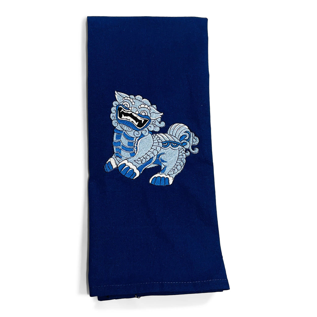 Kitchen Towel - Blue Foo Lion by Vibrantly Blue
