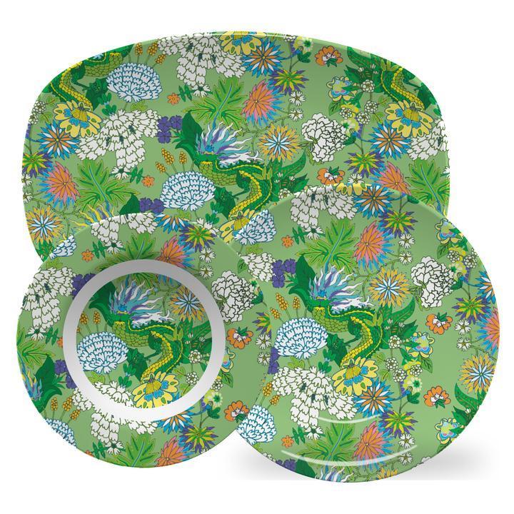 Luxury ThermoSaf® Green Shanghai Dragon 14" Dinnerware Platter by The Muddy Dog