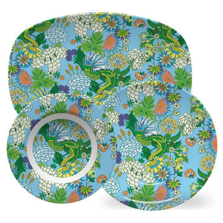 Luxury ThermoSaf® Island Blue Shanghai Dragon 14" Dinnerware Platter by The Muddy Dog