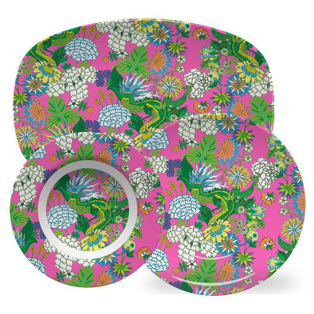 Luxury ThermoSaf® Pagoda Pink Shanghai Dragon 14" Dinnerware Platter by The Muddy Dog