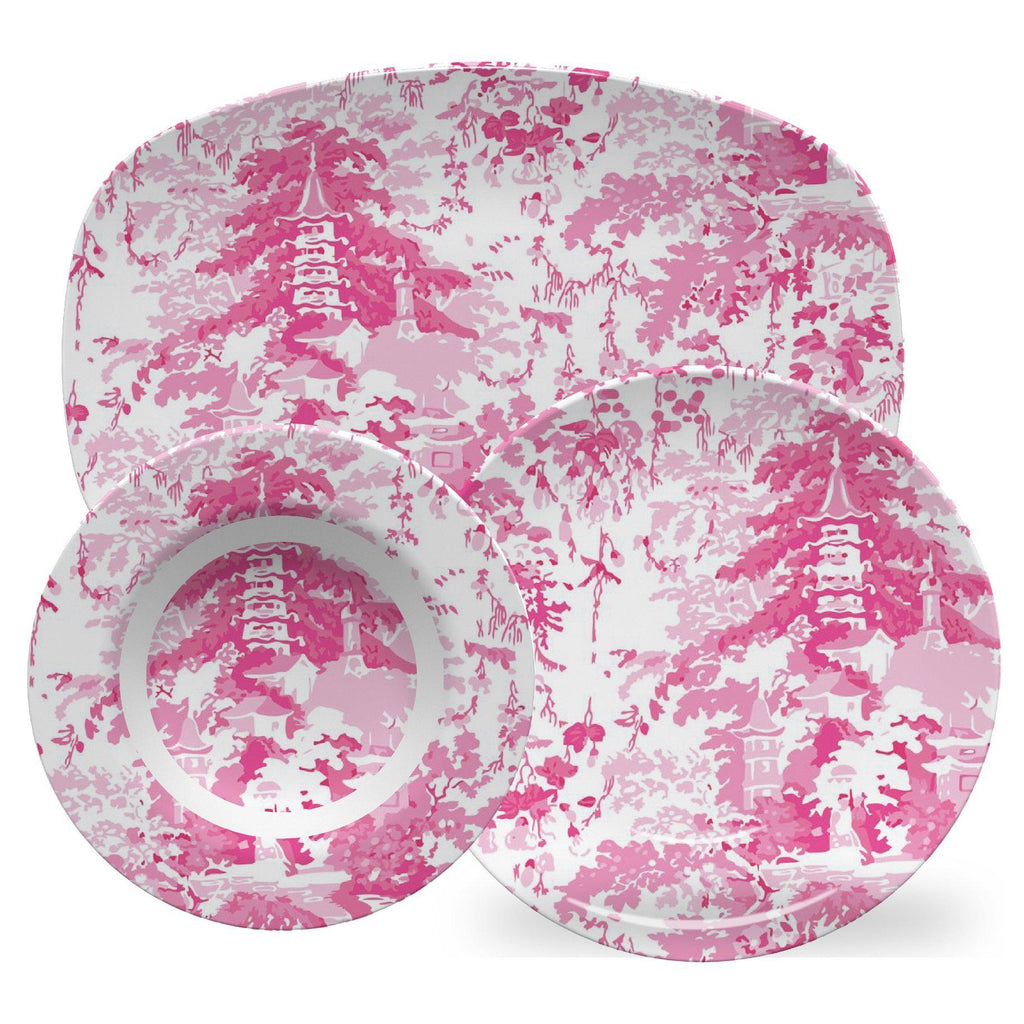 Luxury ThermoSaf® Pink Pagoda Paradise 14" Dinnerware Platter by The Muddy Dog