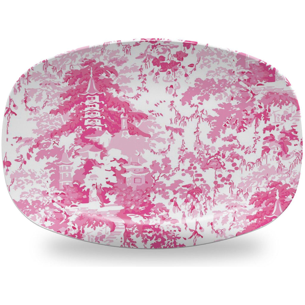 Luxury ThermoSaf® Pink Pagoda Paradise 14" Dinnerware Platter by The Muddy Dog