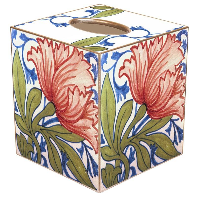 Marye-Kelley - Delft Tile Poppy Tissue Box Cover by Marye-Kelley