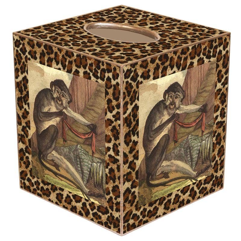 Marye-Kelley - Monkeys with Leopard Print Tissue Box Cover by Marye-Kelley