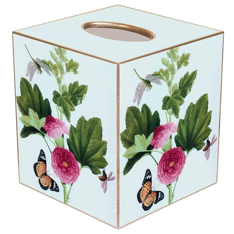 Marye-Kelley - Pink Peony & Butterfly Tissue Box Cover by Marye-Kelley