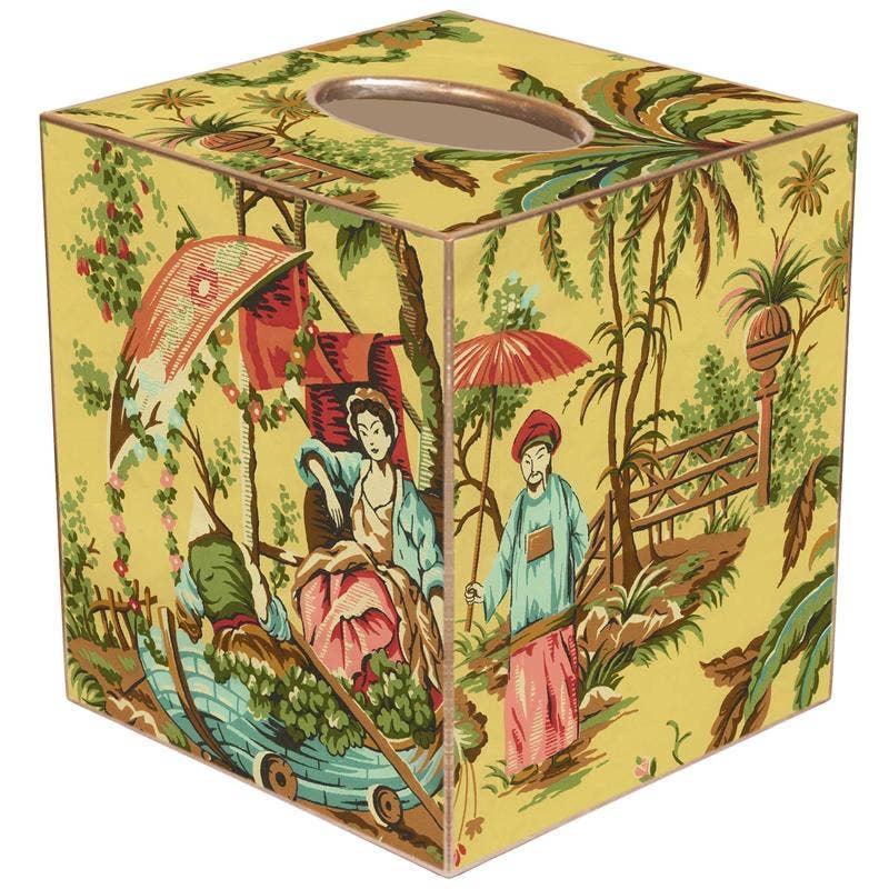Marye-Kelley - Yellow Chinois Tissue Box Cover