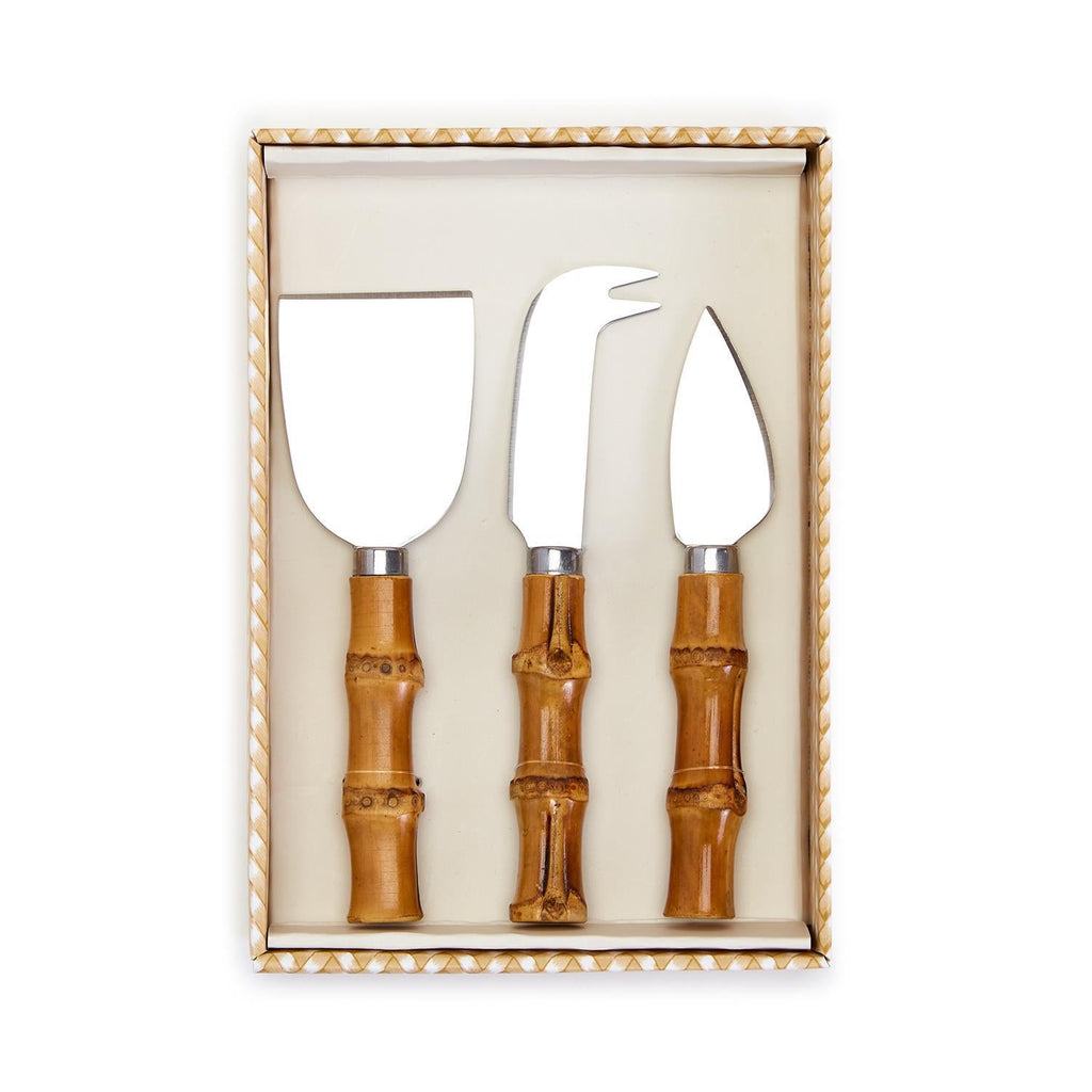 Natural Bamboo Handle Cheese Knives in Gift Box (Set of 3) by Two's Company