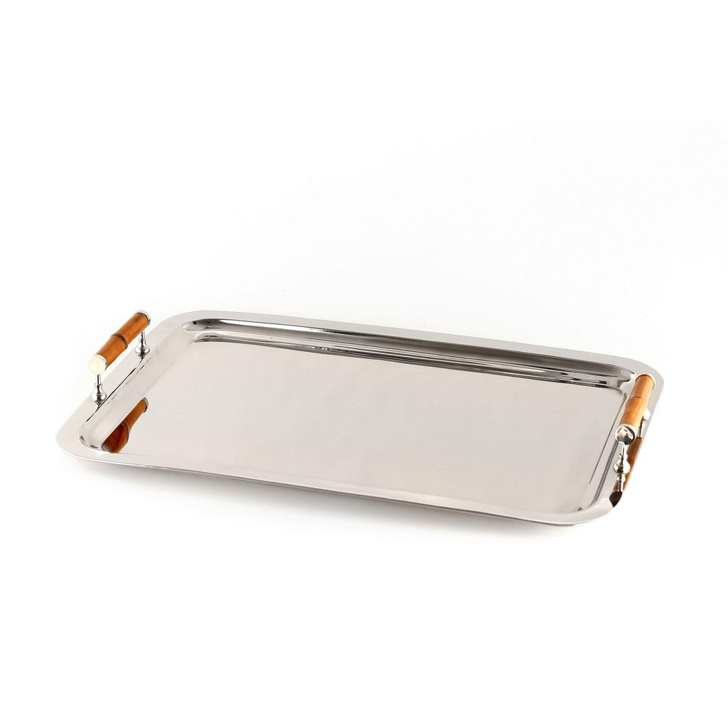 Nickel Rectangular Tray With Bamboo Handles by Dessau Home