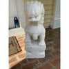 Pair of Floor Size White Marble Foo Dog Temple Lions by Antique