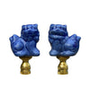 Pair of Foo Lion Finials in Blue by East Enterprises
