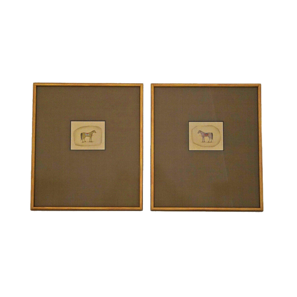 Pair of Framed Giclees of Chinoiserie Horses by Dessau Home