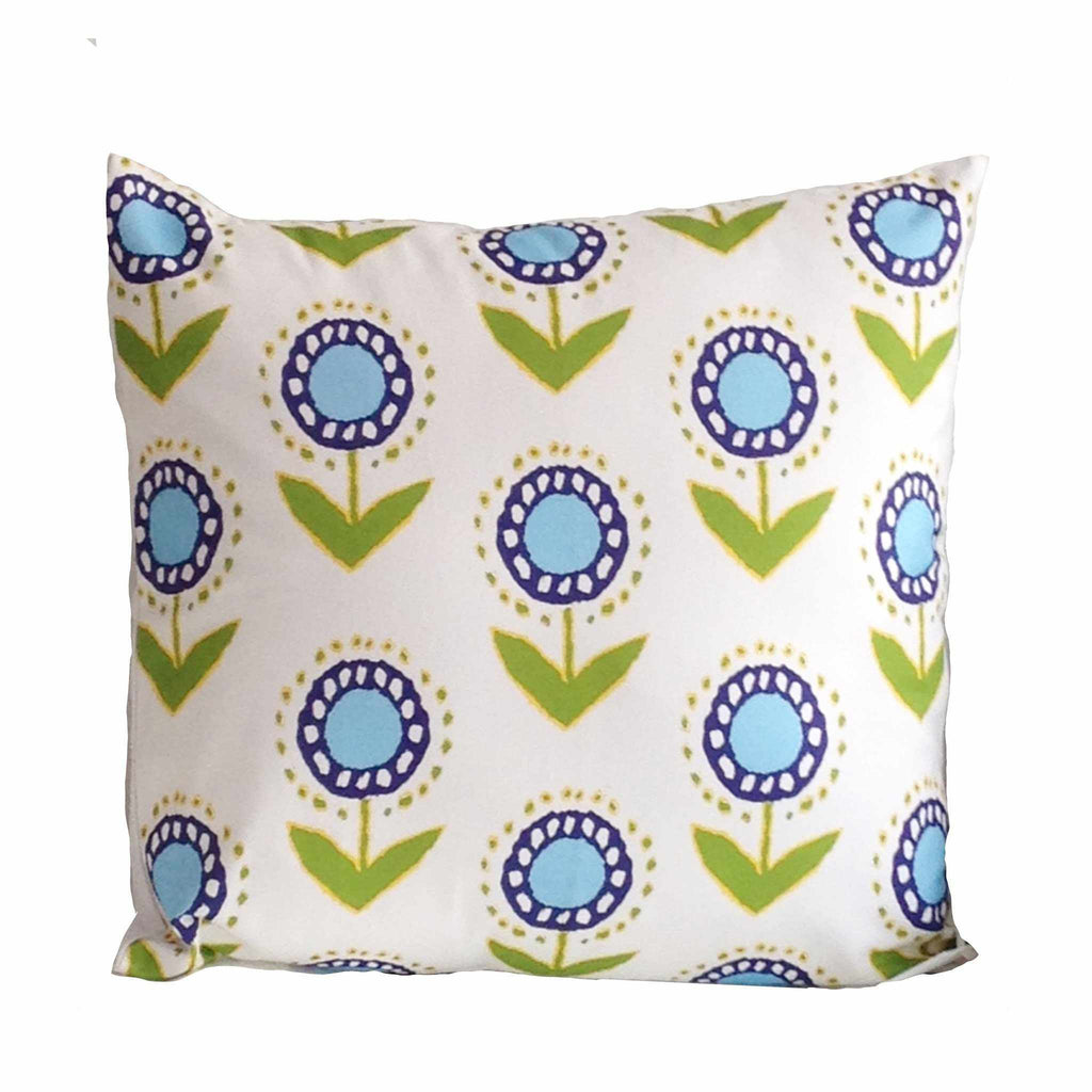 Posey Ikat in Turquoise on White 22" Pillow by Dana Gibson