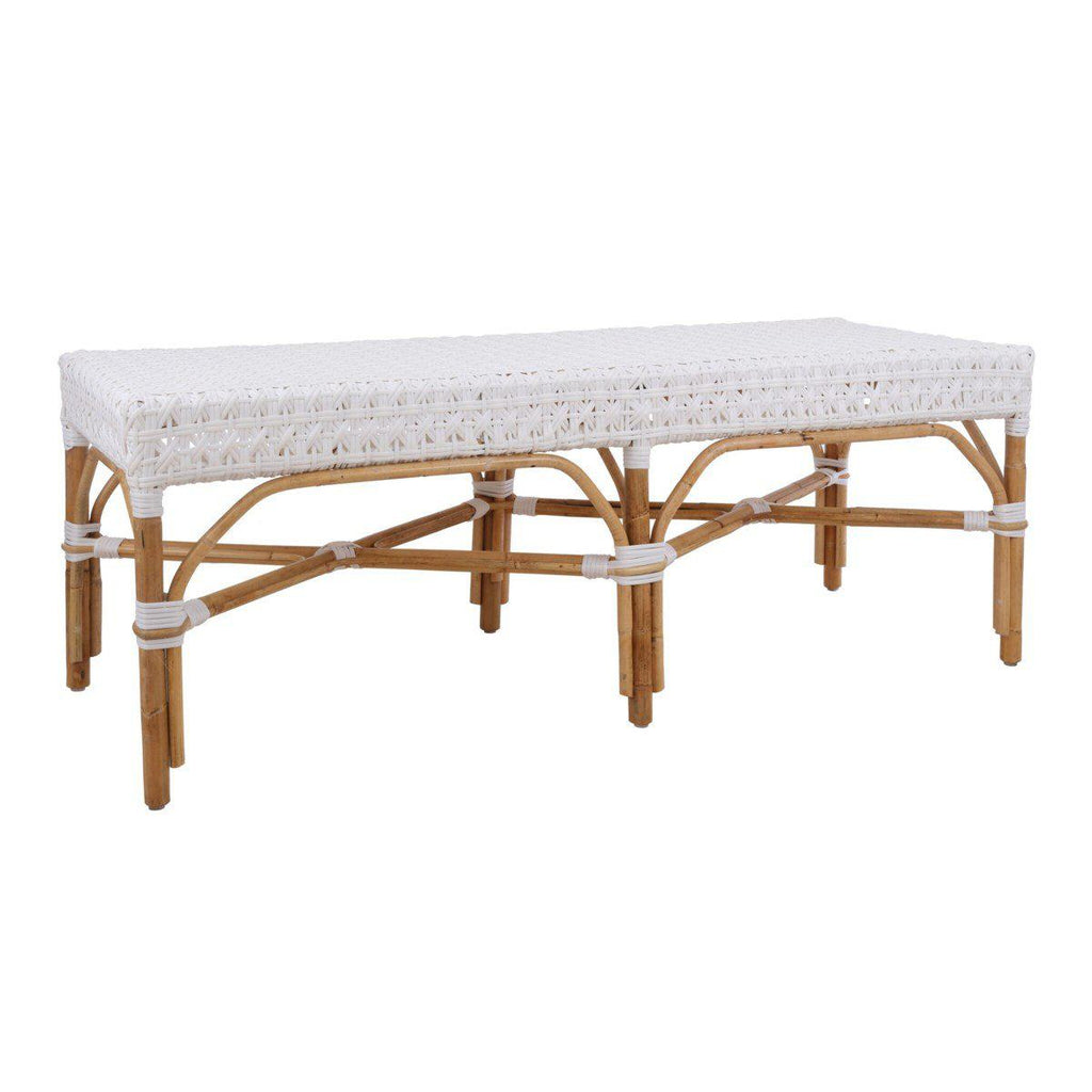 Rattan 54" Bistro Bench with White Woven Seat by Kenian Rattan Furniture