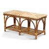 Rattan Bench with Shelf and Woven Rush Seat by Kenian Rattan Furniture