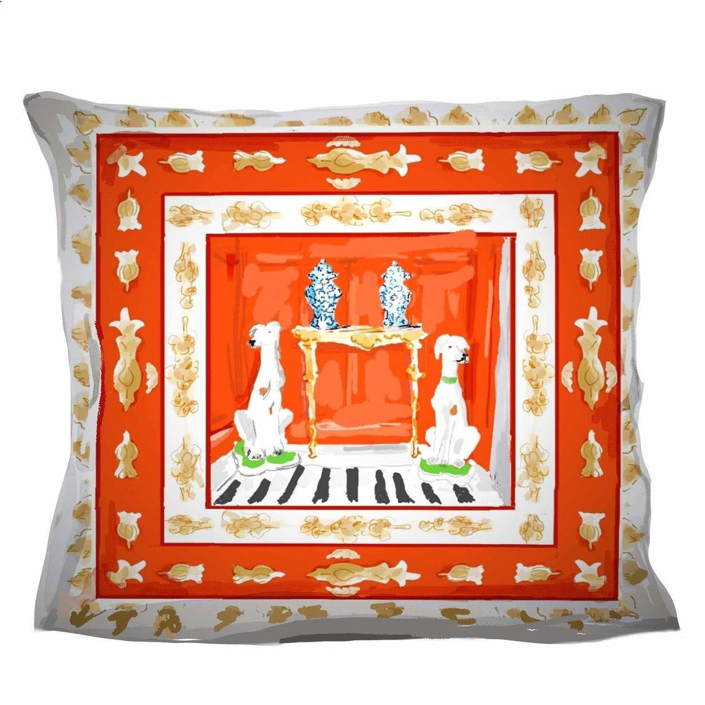 Red Dog Pillow by Dana Gibson