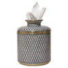 Round Tissue Holder | Blue Trellis Porcelain Tissue Box by Dessau Home