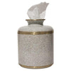 Round Tissue Box Cover | White Crackle Glaze Porcelain Tissue Holder by Dessau Home