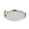 Round Tray in Nickel Finish with Bamboo Handles by Dessau Home