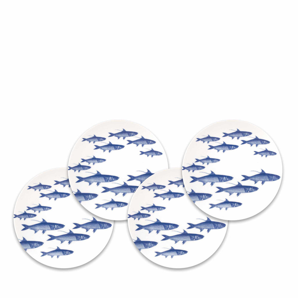School of Fish Canapé Plates Boxed (Set of 4) by Caskata