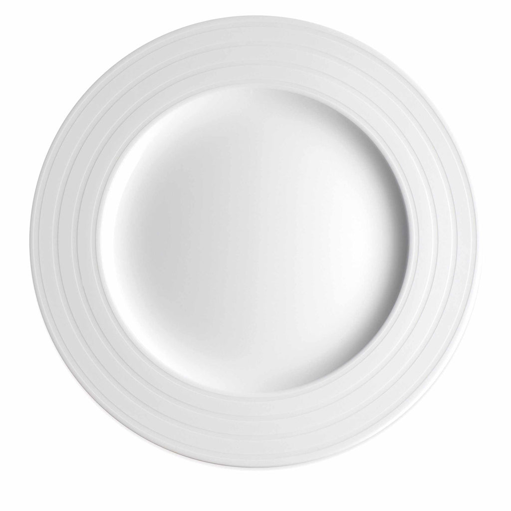 Set of (4) Cambridge Stripe White Charger Plates** by Caskata