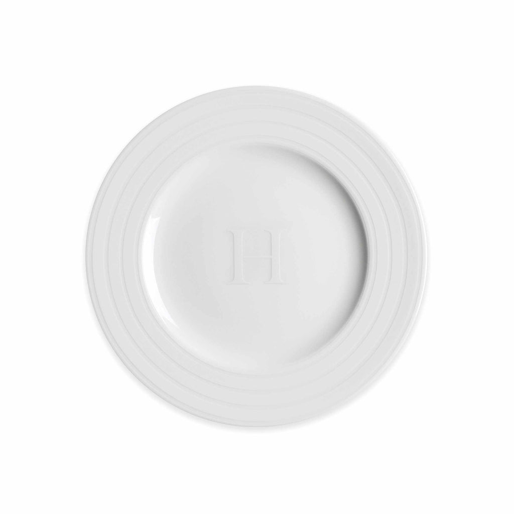 Set of (4) Cambridge Stripe White Salad Plates** by Caskata