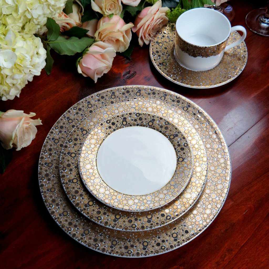 Set of (4) Ellington Shimmer - Gold & Platinum 5-Piece Place Settings by Caskata