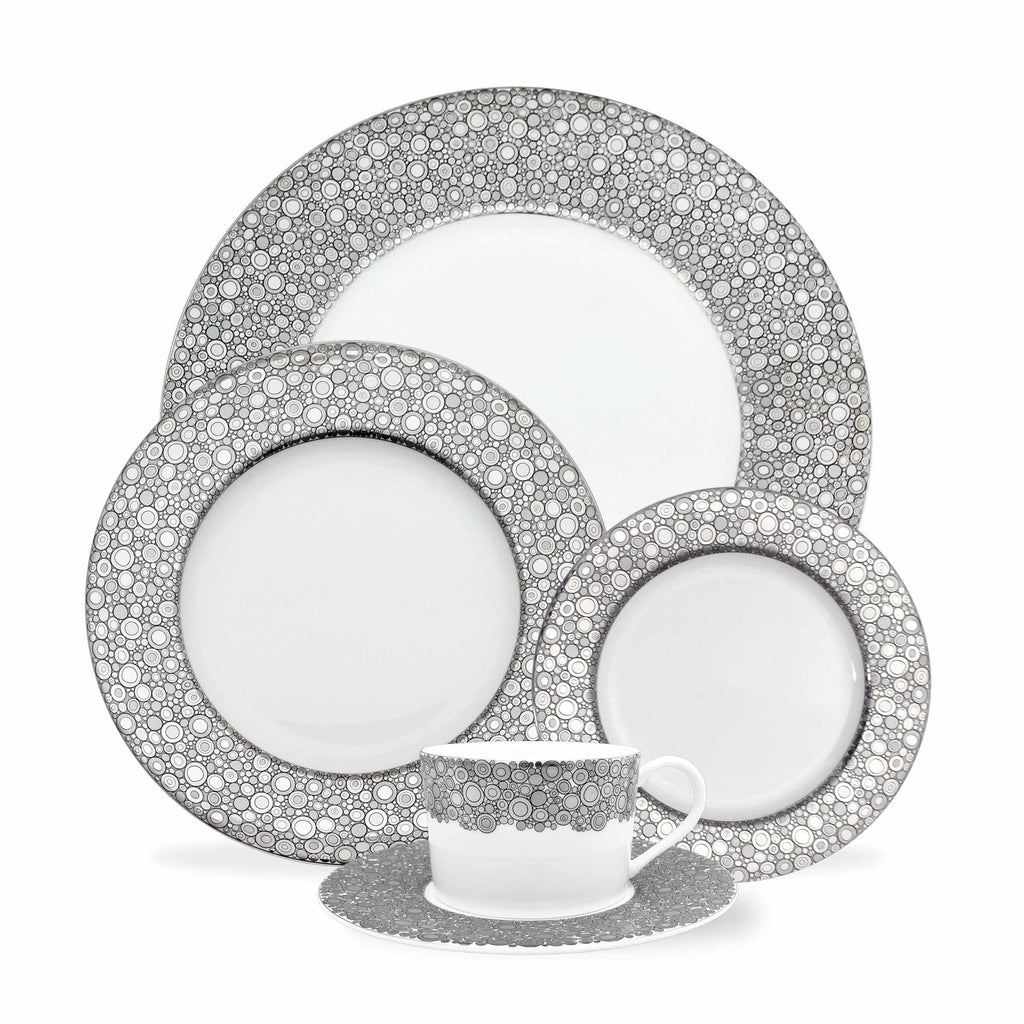 Set of (4) Ellington Shine - Platinum 5-Piece Place Settings by Caskata