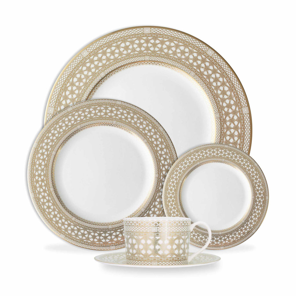 Set of (4) Hawthorne Gilt - Gold 5-Piece Place Settings by Caskata