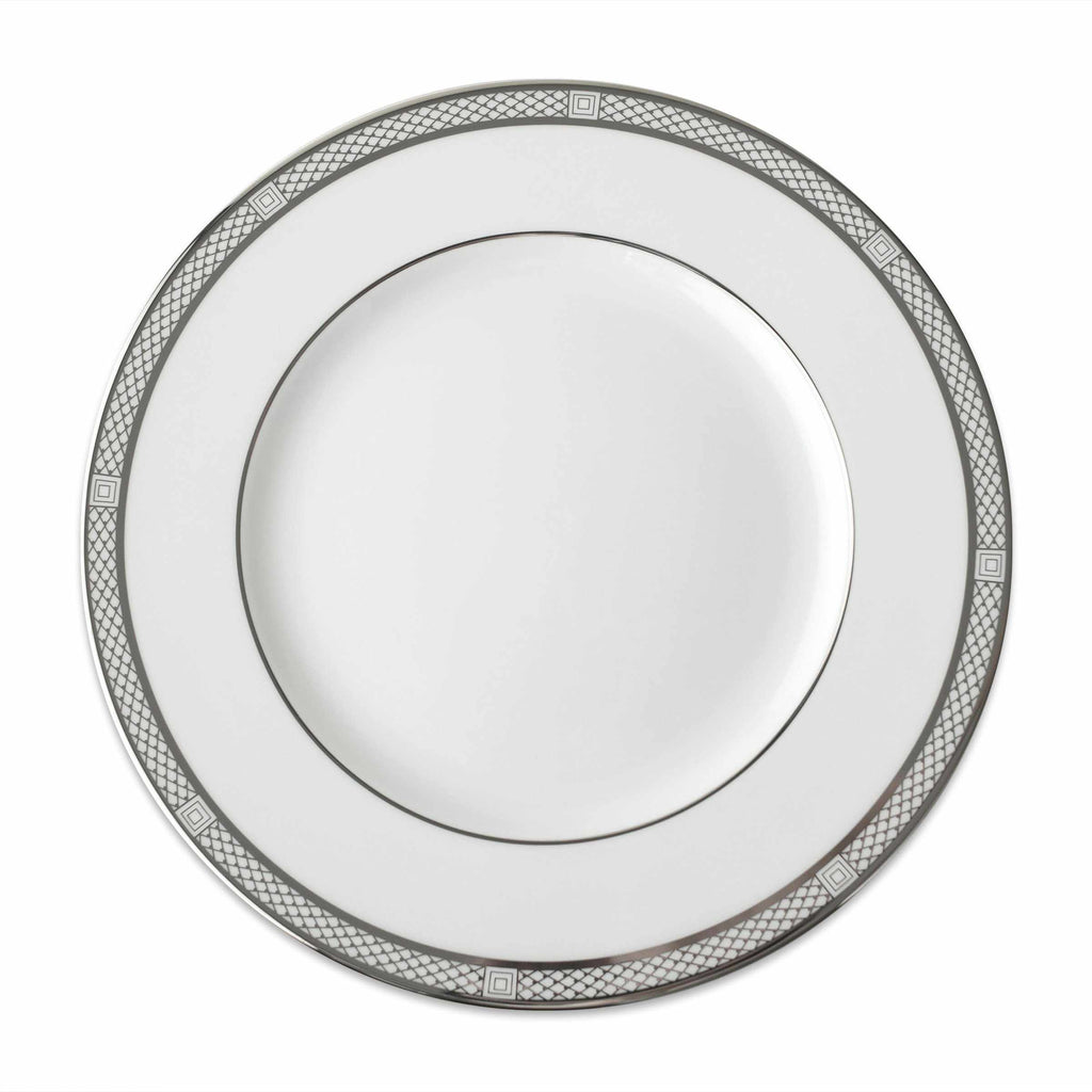 Set of (4) Hawthorne Ice Platinum Alternate Dinner Plates by Caskata