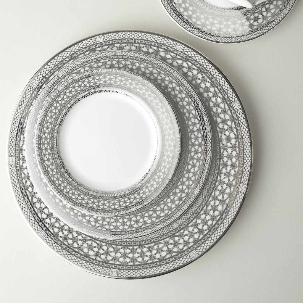 Set of (4) Hawthorne Ice - Platinum Bread & Butter Plates by Caskata