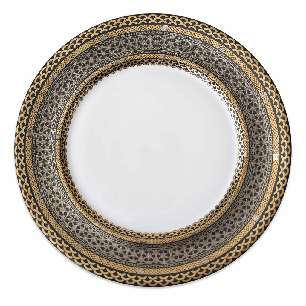 Set of (4) Hawthorne Onyx - Gold, Platinum & Black Charger Plates by Caskata