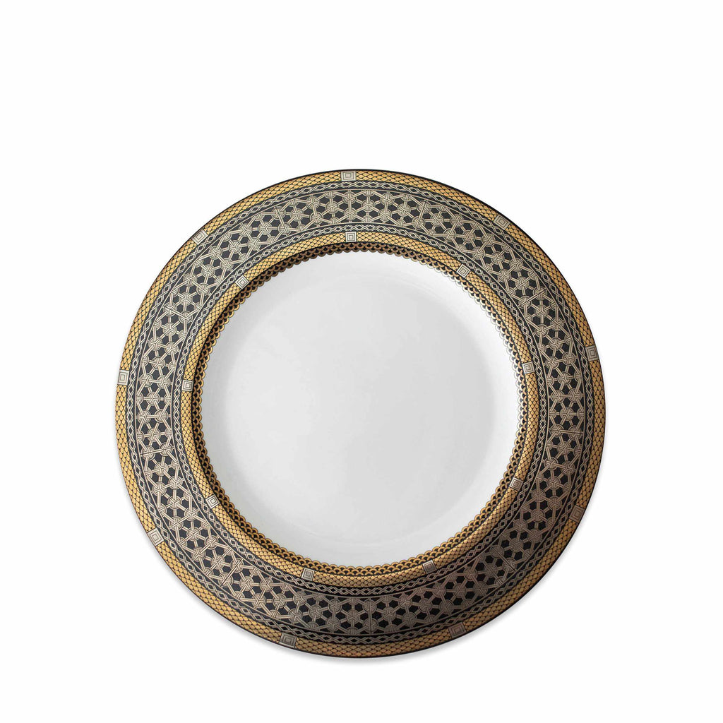 Set of (4) Hawthorne Onyx - Gold, Platinum & Black Salad Plates by Caskata