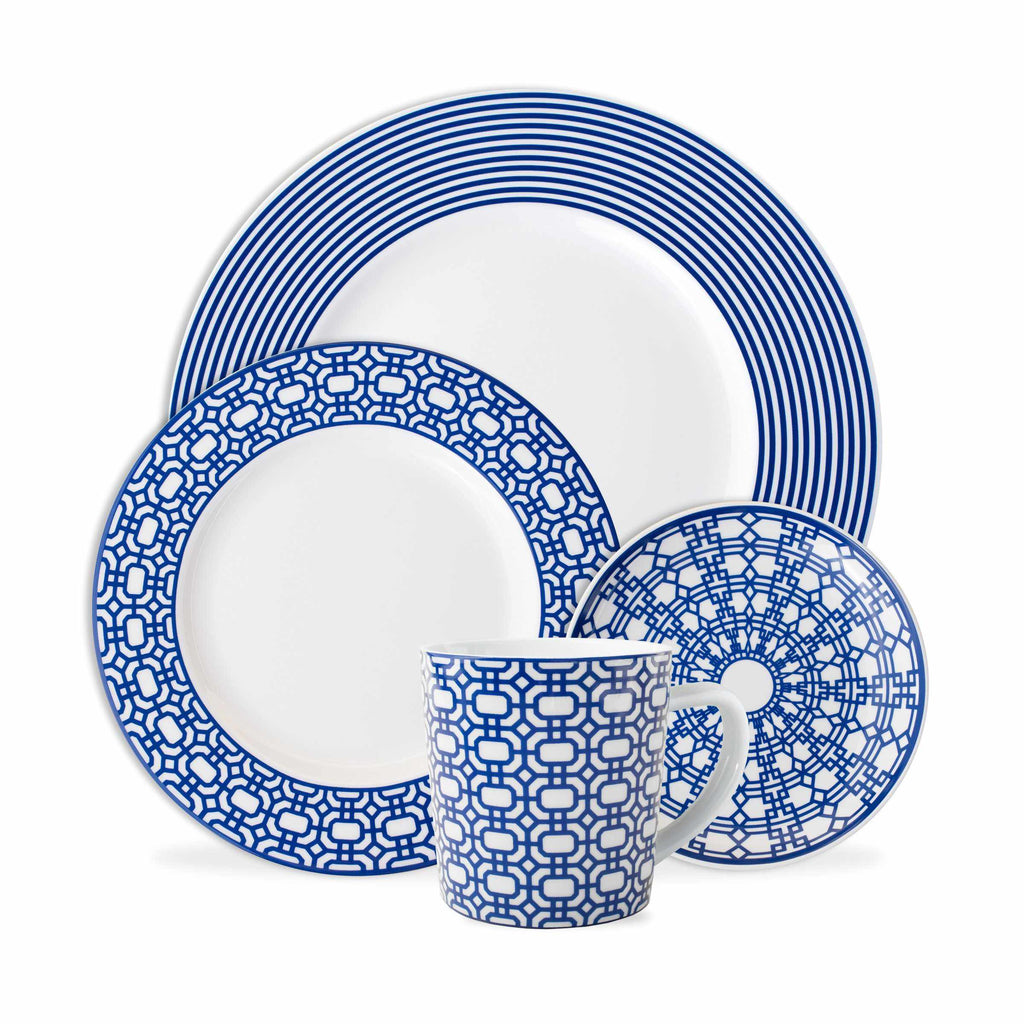 Set of (4) Newport Blue 4-Piece Place Settings by Caskata