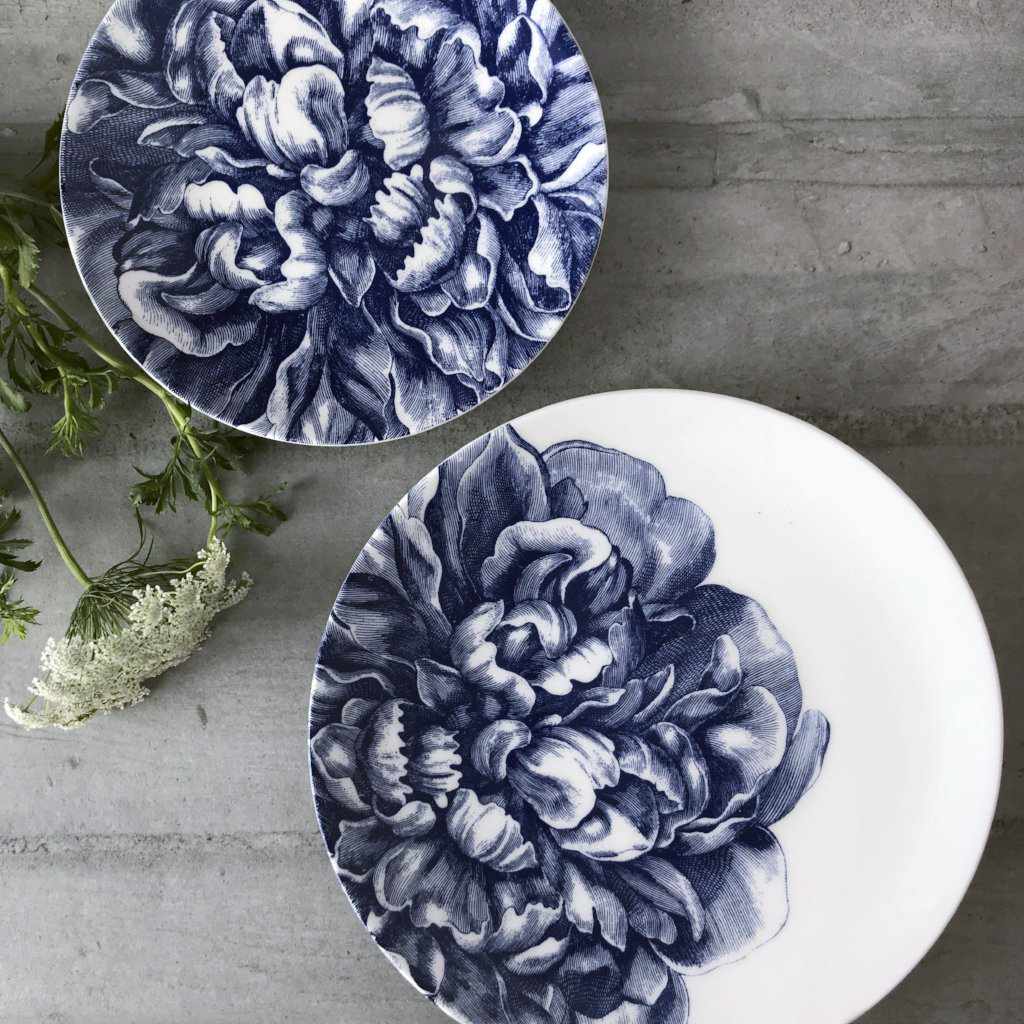Set of (4) Peony Blue 4-Piece Place Settings by Caskata