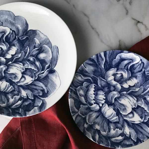 Set of (4) Peony Blue Gala Coupe Salad Plates | Room Tonic