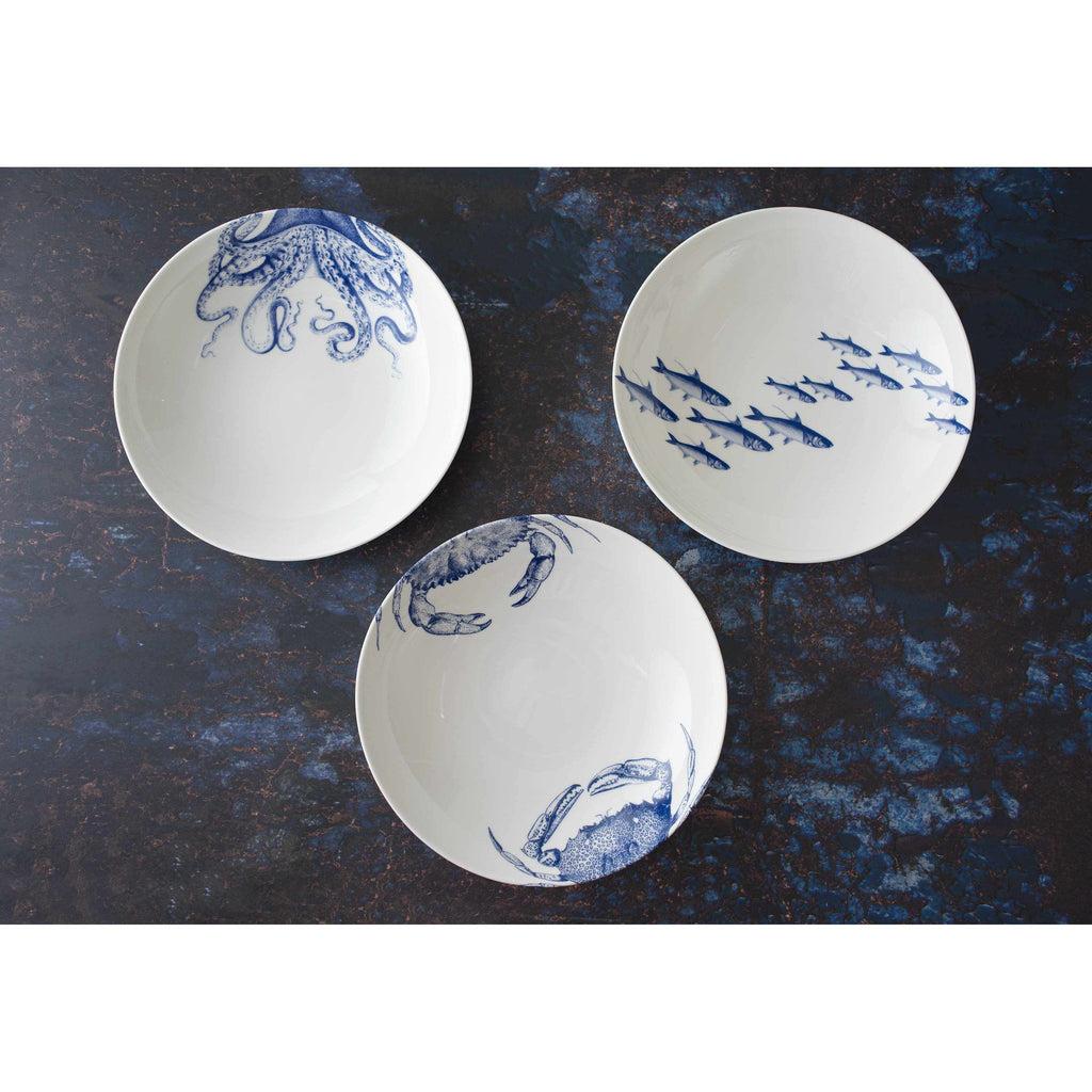 Set of (4) School of Fish Blue Soup and Pasta Bowls by Caskata