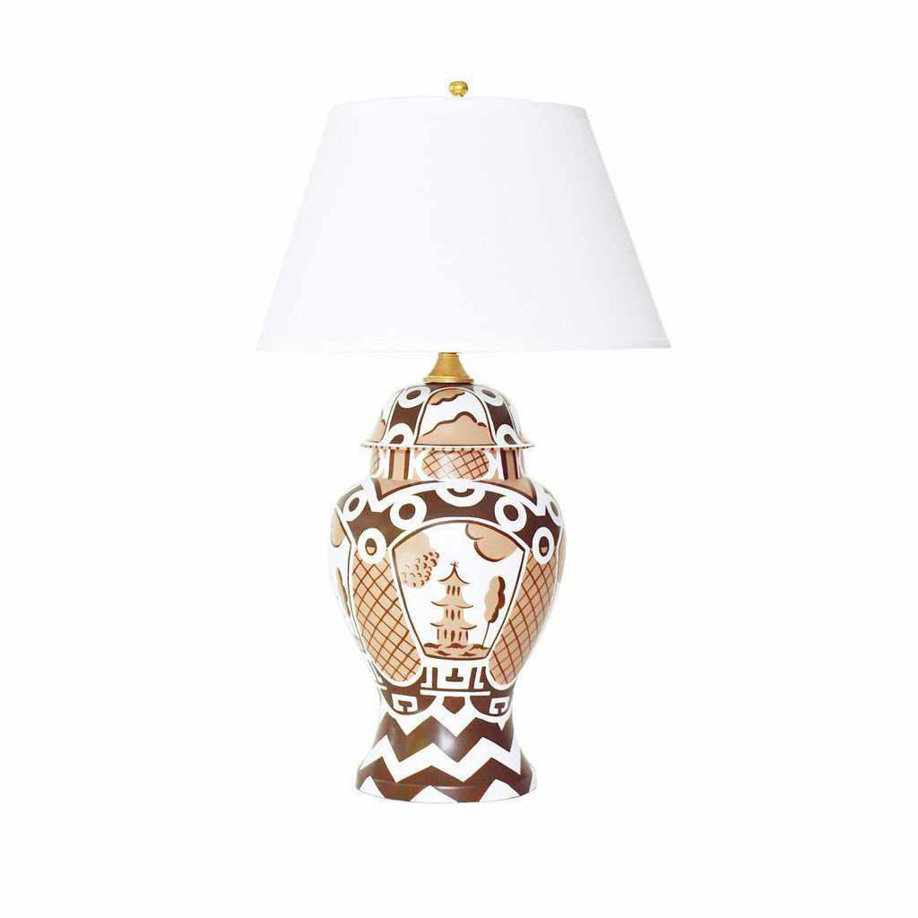 Summer Palace Ginger Jar Lamp in Brown by Dana Gibson