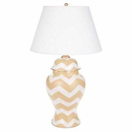 Taupe Bargello Ginger Jar Lamp by Dana Gibson