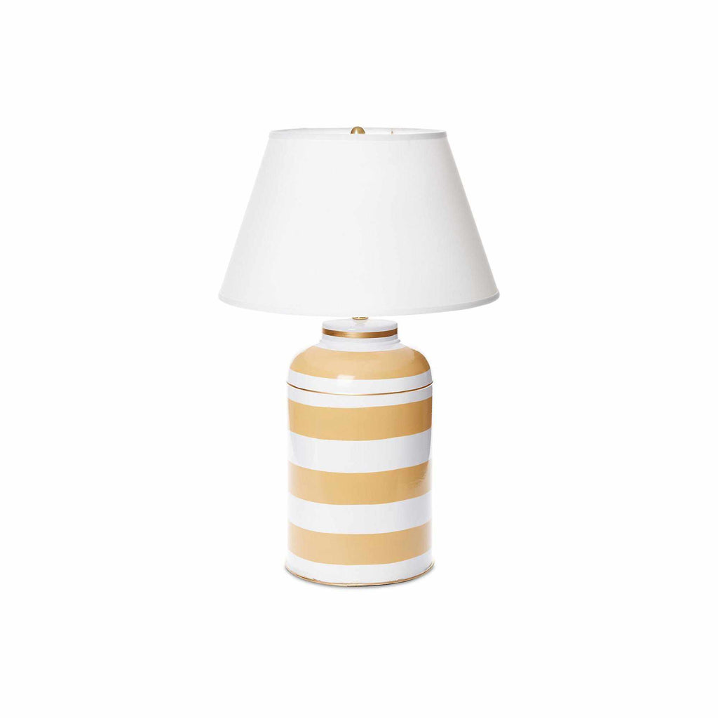Taupe Block Print Tea Caddy Lamp by Dana Gibson