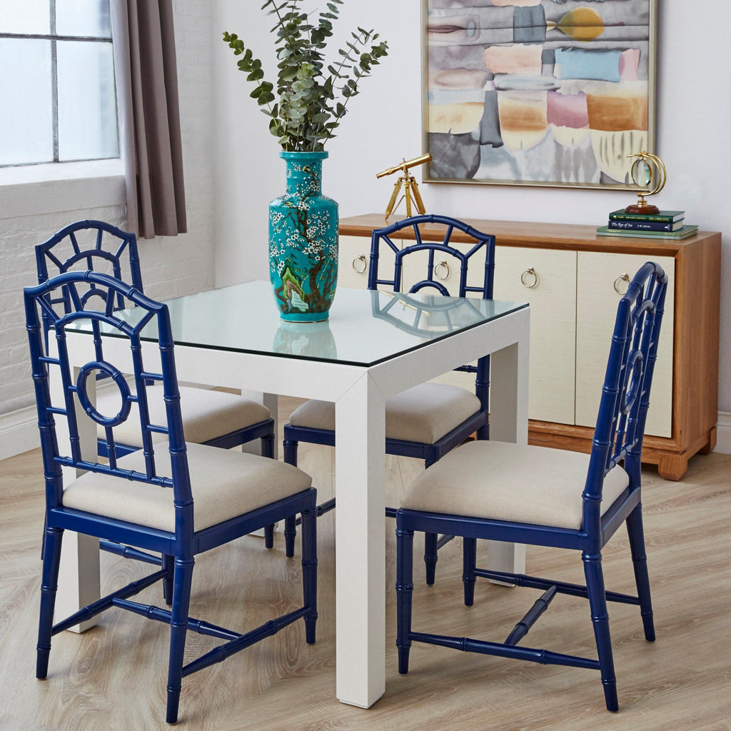 Valentina Grasscloth Game Table, White by Bungalow 5