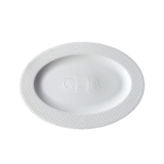 Wicker White Medium Oval Platter by Caskata