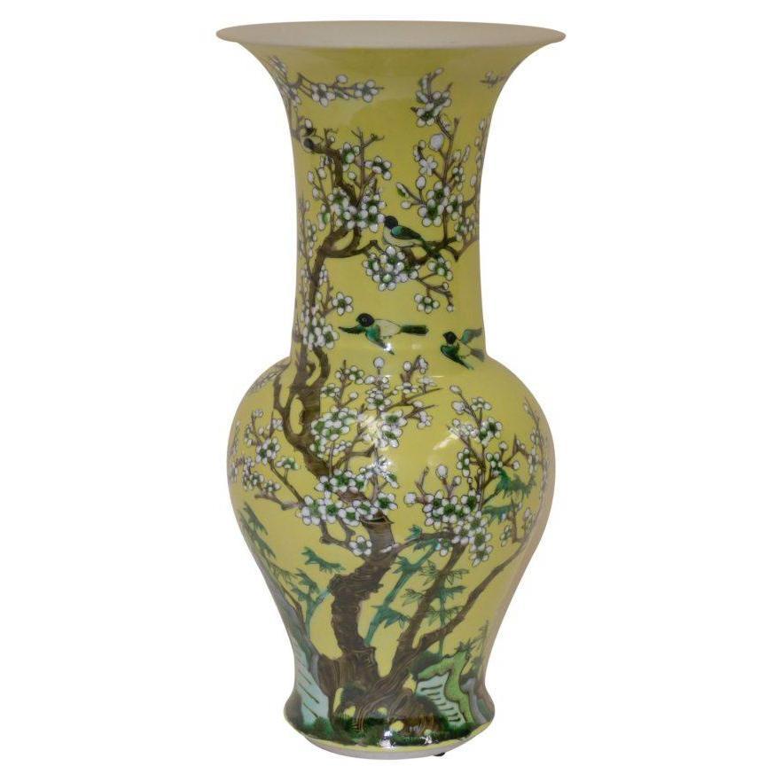 Yellow Ground Phoenix Tail Yen-Yen Vase, 16.5"H by Dessau Home